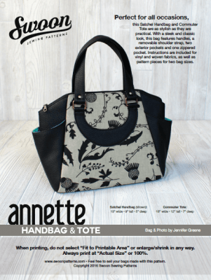 Paper Pattern - Annette Handbag & Tote Pattern by Swoon