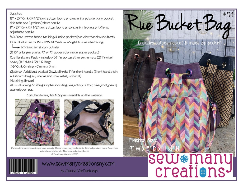 Paper Pattern - Rue Bucket Bag by Sew Many Creations - Rue Bucket Bag by Sew Many Creations Pattern