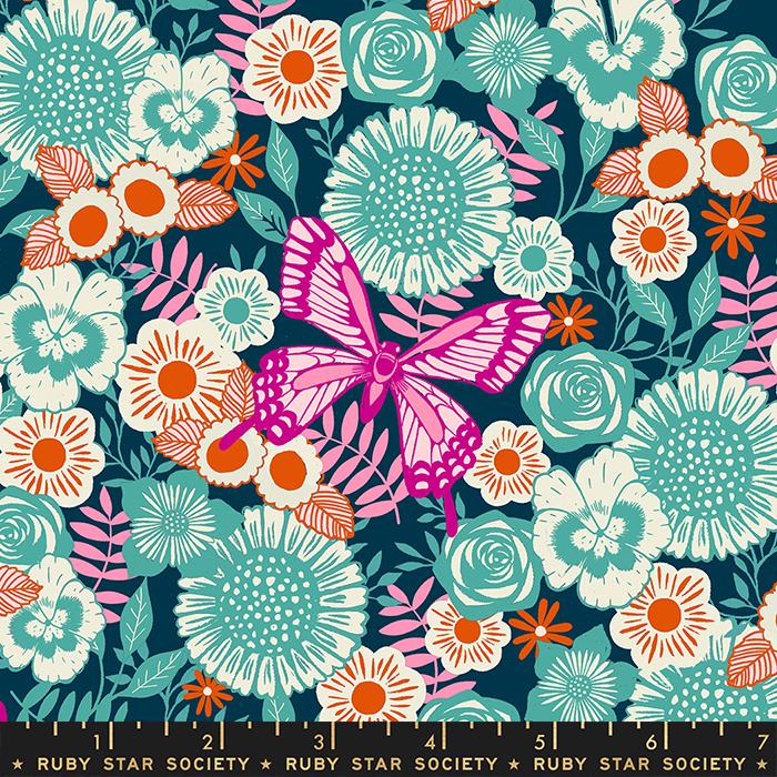 Backyard by Sarah Watts - Butterfly Garden in Teal