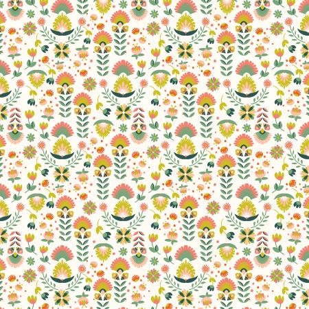 Swan Paraiso by RJR Studio - Flowers in Paradise Green Coral