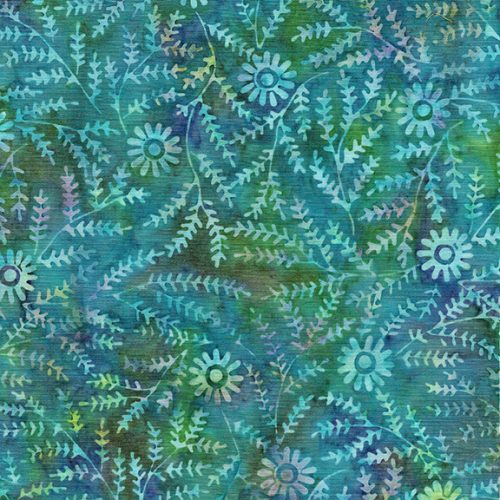 Flower Pot by Island Batiks - Thyme in Blue Multi