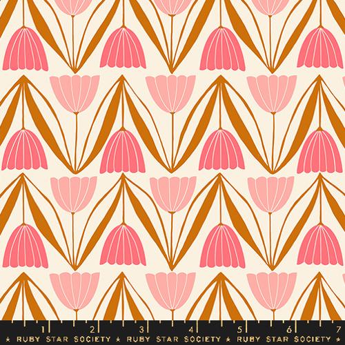 Endpaper by Jen Hewett - Retro Tulips in Natural