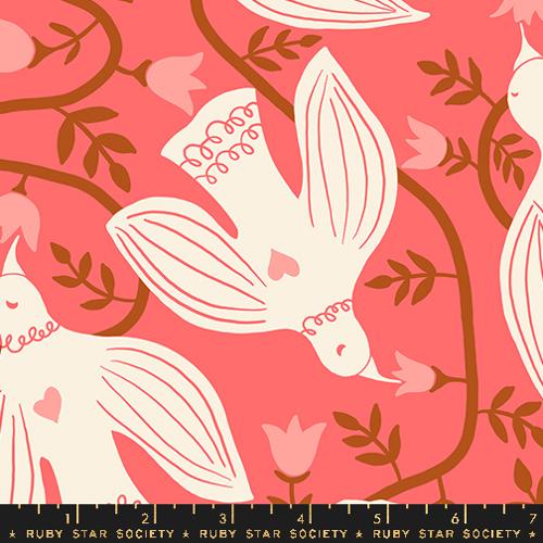 Endpaper by Jen Hewett - Canvas Hummingbirds in Strawberry