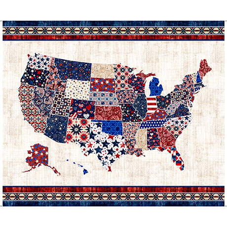 American Tapestry by QT Fabrics - U.S. Map Tapestry Panel