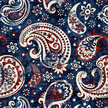 American Tapestry by QT Fabrics - Paisley in Navy