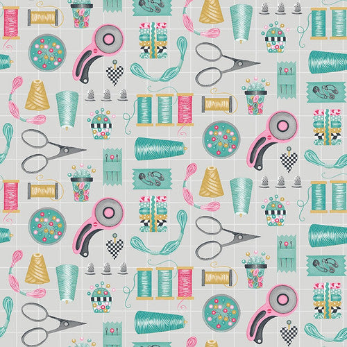 Sew, Sleep, Repeat! by Delphine Cubitt - Sewing Supplies in Grey Multi