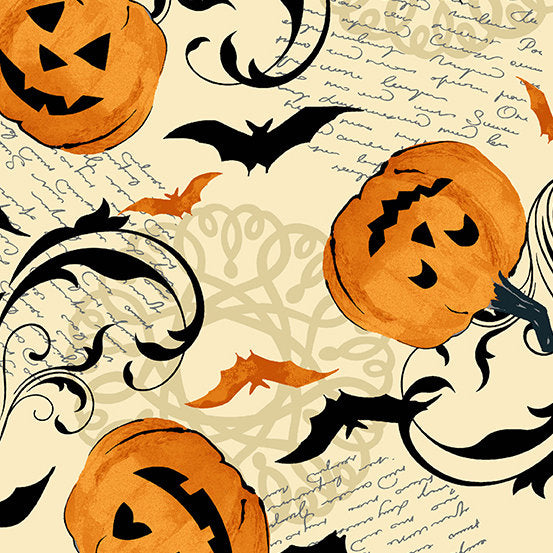 Midnight Haunt by Andover - Pumpkin Scroll in Parchment