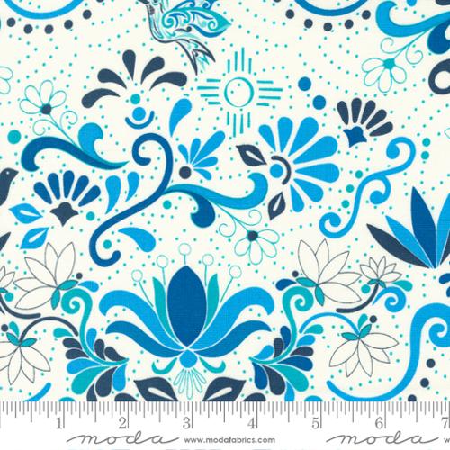 Land Enchantment by Sariditty - Talavera Florals in Hacienda Blue