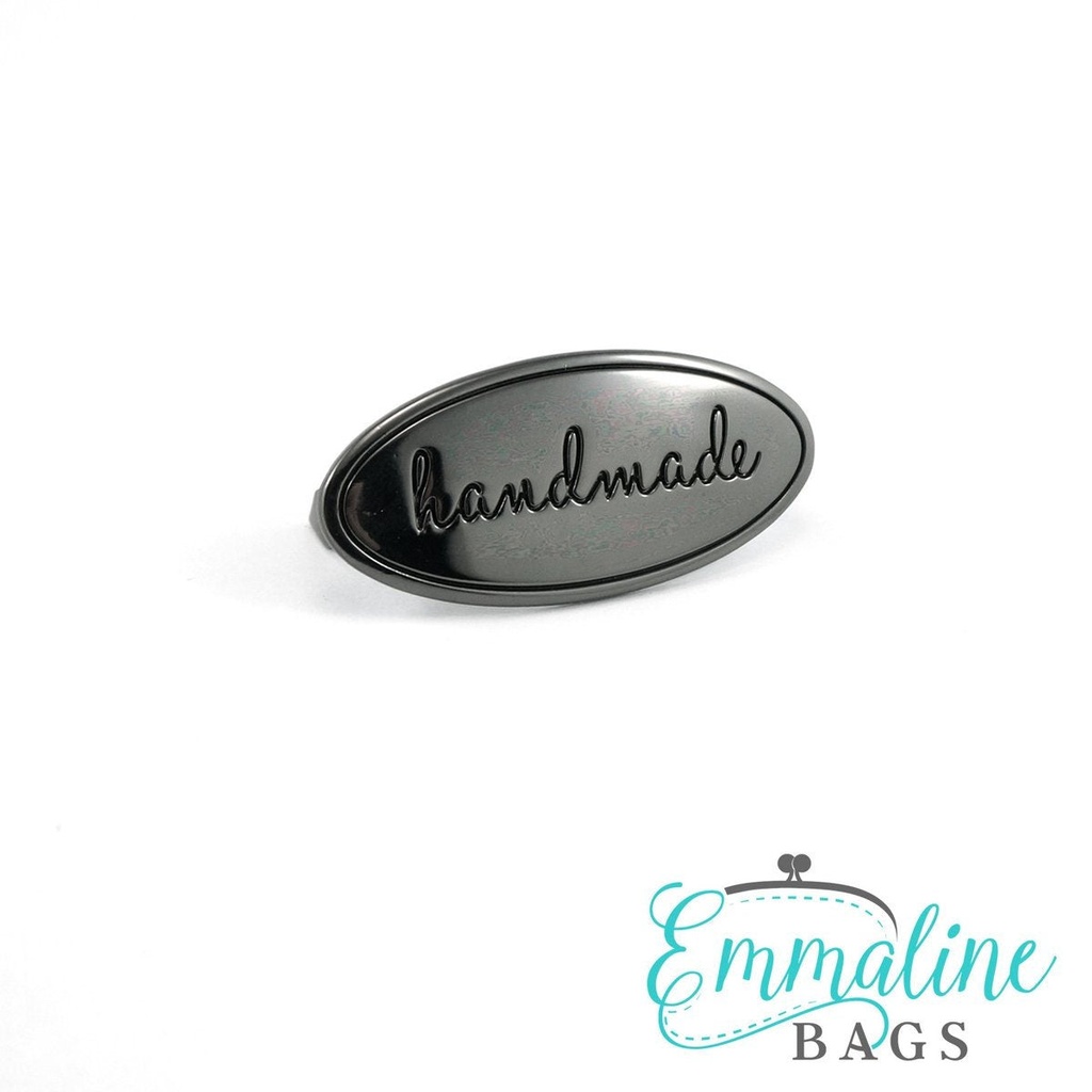 Metal Bag Label - Oval With "handmade"