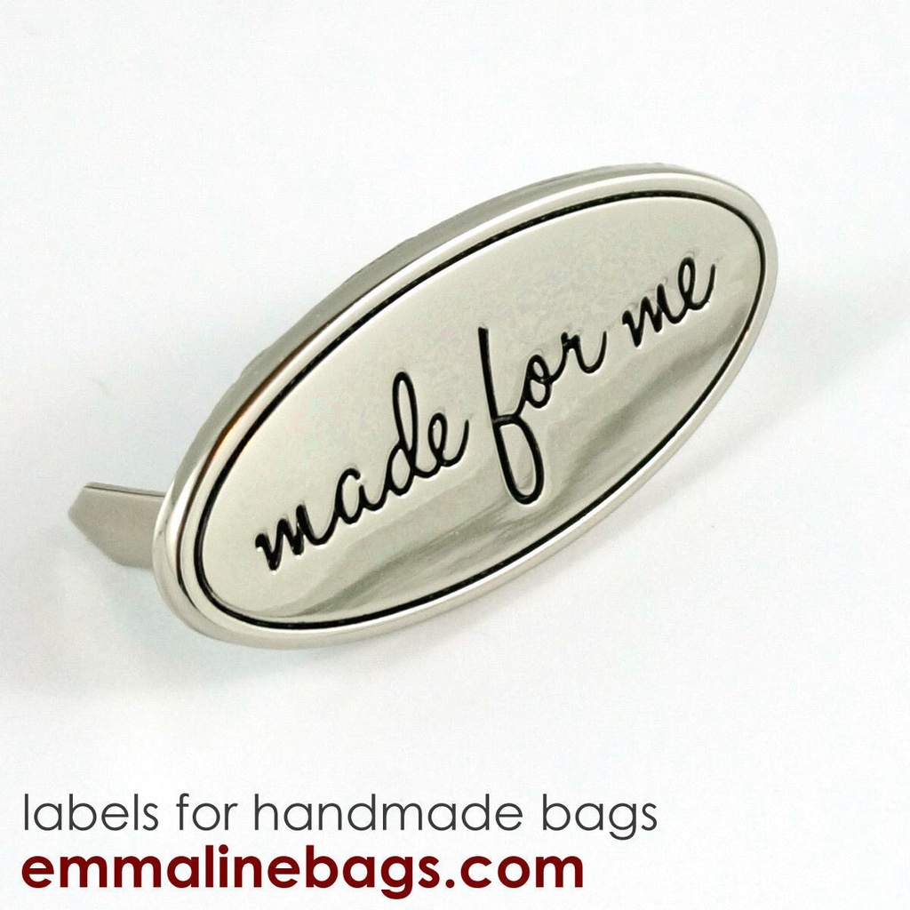 Metal Bag Label - Oval With "Made For Me"