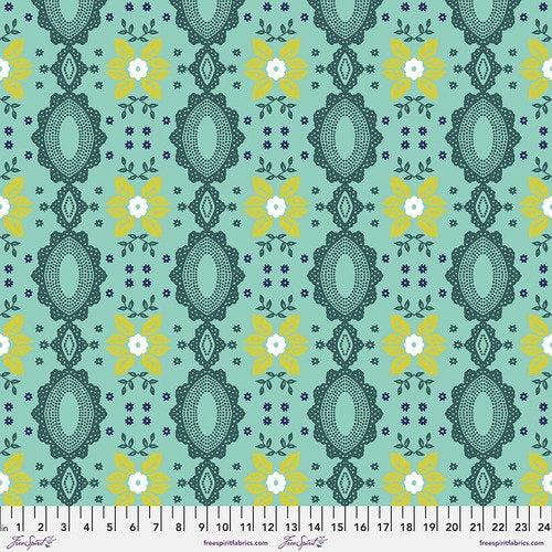 Folk Heart by Nathalie Lete for Conservatory Craft - Flocked Small in Aqua