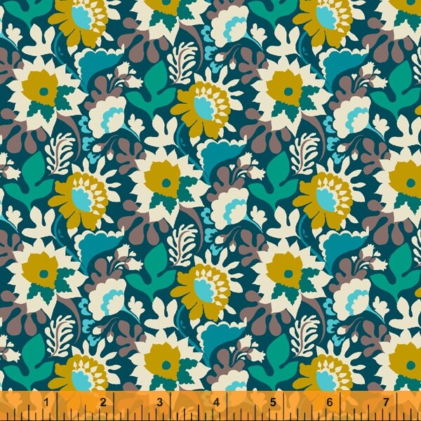 Eden by Sally Kelly - Flower Trail in Dark Teal