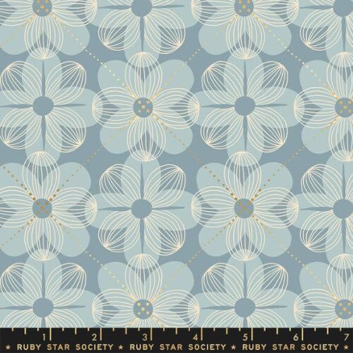 Floradora by Jen Hewett - Dogwood in Sky Metallic