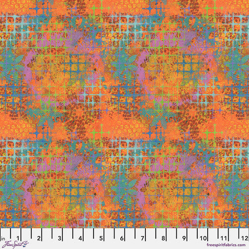 Butterfly Fields by Sue Penn - Crosshatch in Orange