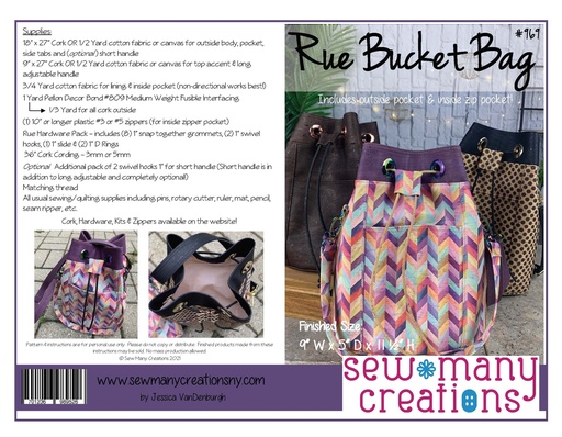 [PAT1033] Paper Pattern - Rue Bucket Bag by Sew Many Creations - Rue Bucket Bag by Sew Many Creations Pattern