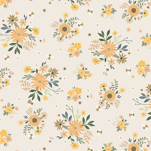 [STELLA-D3058-ASH] The Bee's Knees by Dear Stella - Floral Buzz in Ash