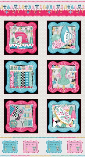 [SEWSLEEPREPE Q-1053-87] Sew, Sleep, Repeat! by Delphine Cubitt - Sewing Blocks Panel