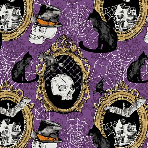 [A-199-P] Mystery Manor by Andover - Antique Frames in Purple Moon