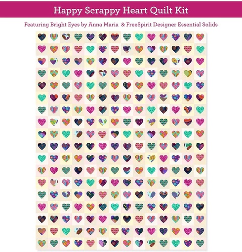 [KITQTAM.HAPPYSCRAPPY] Happy Scrappy Heart Quilt by Anna Maria - Full Quilt Top and Binding