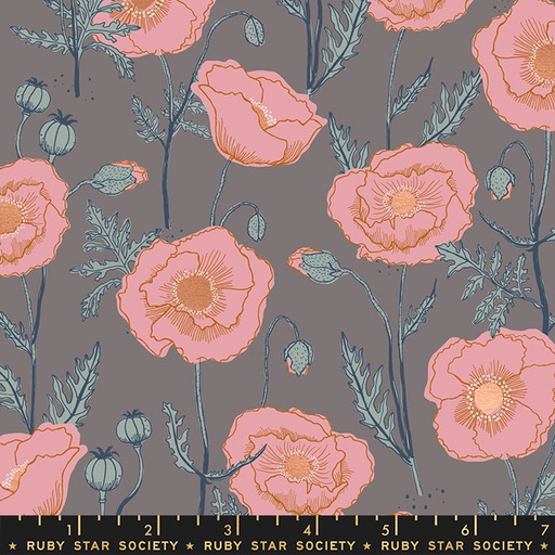 [RS6012 14M] Unruly Nature by Jen Hewett - Poppies in Grey Gold