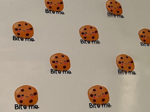 [VIN3004] Clear Vinyl - Cookies with "Bite Me"