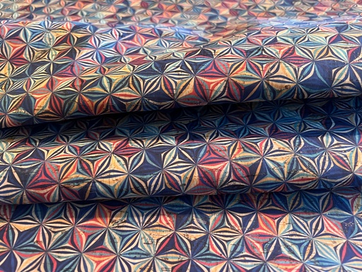 [CRK2120] Cork Fabric - Colorful Quilt Stars