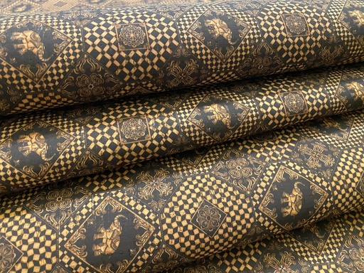 [CRK1480] Cork Fabric - Tiled Elephant